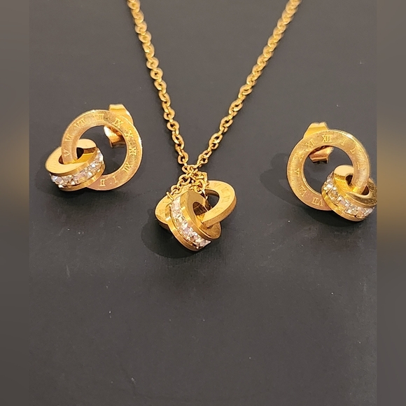 Jewelry - Roman Numeral Necklace And Earrings